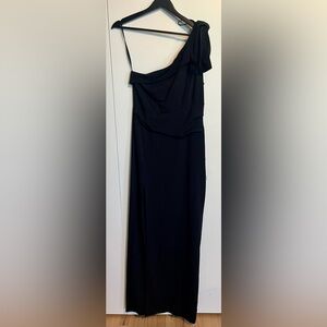 Black, One Sleeve  Floor Length Dress